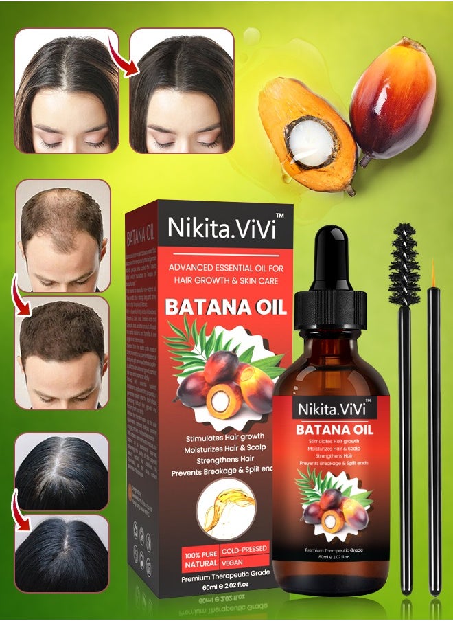 NIKITA.VIVI 60ml Natural Batana Oil for Hair Care Hair Conditioner Oil for Thin Hair Repair Damaged Hair Nourishes Thin Hair Scalp Skin and Loss Hair Growth Fit for All Hair Types Raw Batana Oil  - Image 1