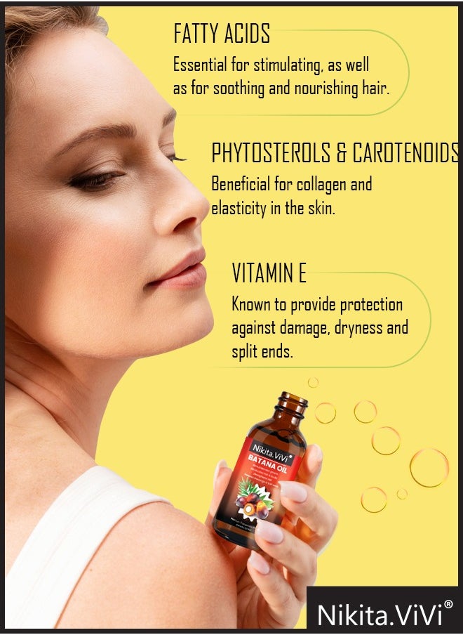 NIKITA.VIVI 60ml Natural Batana Oil for Hair Care Hair Conditioner Oil for Thin Hair Repair Damaged Hair Nourishes Thin Hair Scalp Skin and Loss Hair Growth Fit for All Hair Types Raw Batana Oil  - Image 4