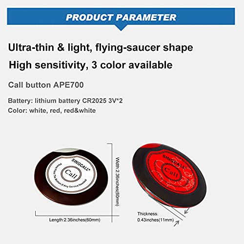 SINGCALL Wireless Waiter Paging Button,Ultrathin Single Call Button(APE700) Can't Be Used Alone - Image 5