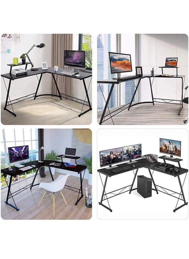 Beauenty - L-Shaped Desk Computer Desk 51inch Computer Corner Table, Home Gaming Desk, Office Writing Workstation with Led Lights & Large Monitor Stand, Space-saving, Easy to Assemble - Image 1