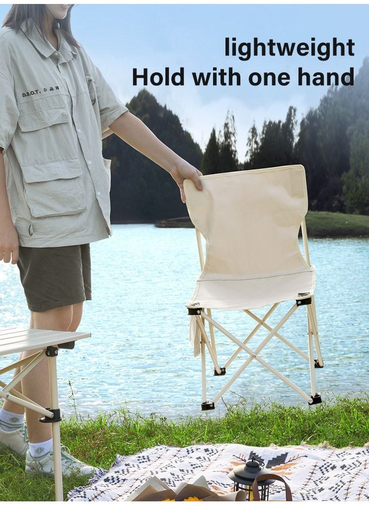 Arabest Folding Camping Chair, Outdoor Chair with Carry Bag, Collapsible Chair for Outdoor Camping, Travel, Beach, Picnic, Hiking (Beige)  - Image 4