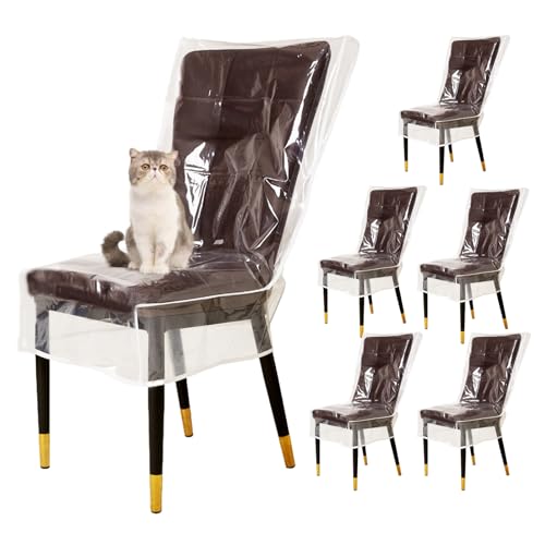 Drihara 6 Pack Plastic Chair Cover Plastic Waterproof Chair Covers, Dining Chair Covers No Dust/Spills/Pet Hair, Plastic Chair seat Covers 18" D x 21" W x 23" H - Image 1