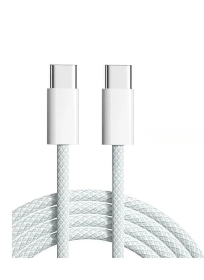 Apple House - Original Apple iPhone charger, Type C to Type C, fabric iPhone cable, 60 watts, Apple iPhone PD cable for data synchronization and high-quality charging from Type C to Type C, connecting it to iPhone 15 and 16, iPad, Wi-Fi, iPad - Image 1