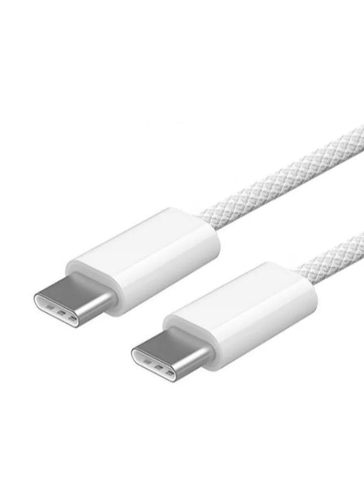 Apple House - Original Apple iPhone charger, Type C to Type C, fabric iPhone cable, 60 watts, Apple iPhone PD cable for data synchronization and high-quality charging from Type C to Type C, connecting it to iPhone 15 and 16, iPad, Wi-Fi, iPad - Image 1