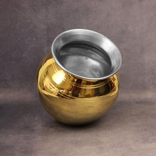 Putrika Traditional Handcrafted Brass Utensil Pongal Pot| Pongal Paanai | Cookware|Urli|Heavy Weight Pot|Sankranthi Festival|Pot Inner TIN Coating [Weight: 520gm](6 inch Pot) - Image 3