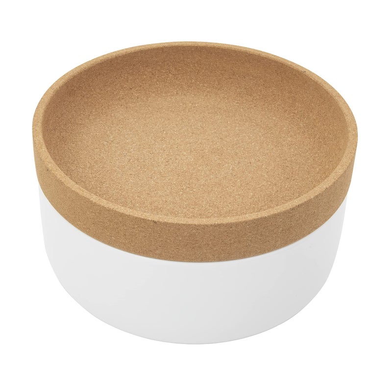 Kamenstein 2 Compartment Large Bowl Extends Produce Freshness 11 x 11 x 6 Inch Natural Cork and White Ceramic