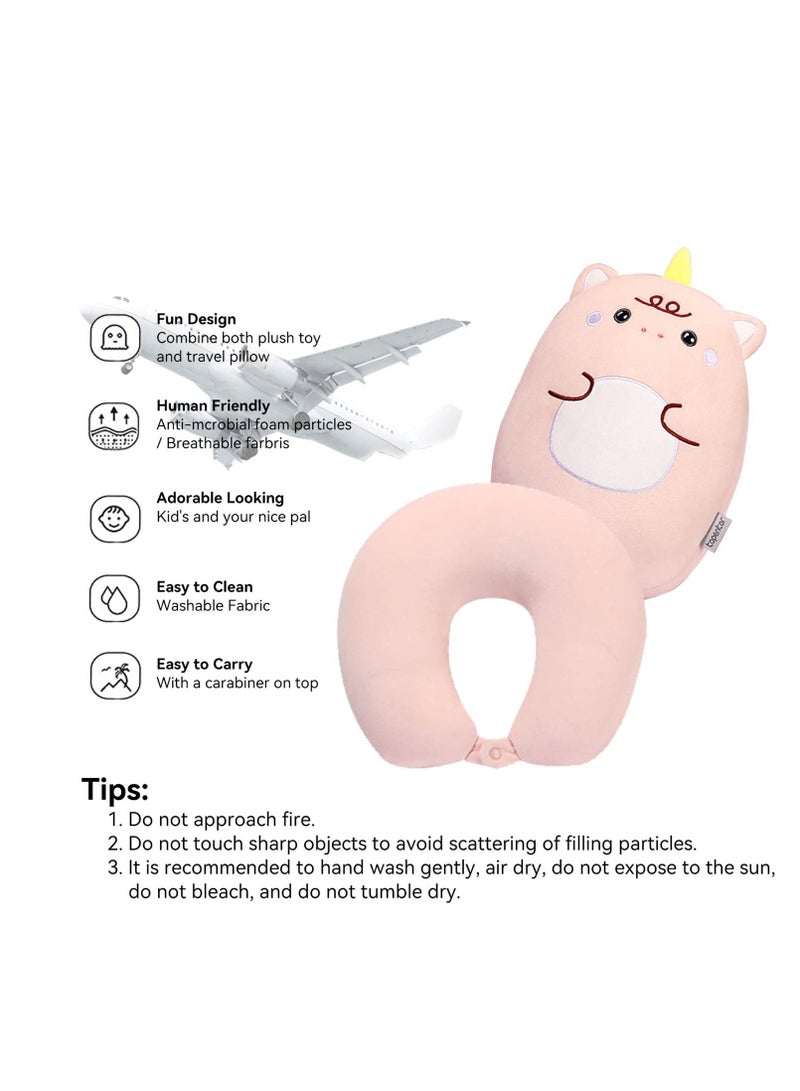 Excefore 2-in-1 Travel Pillow for Kids, Kids Unicorn Toddler Neck Pillow That Converts into a U-Shaped Neck Pillow, Soft and Adorable Unicorn Animals Plush, for Airplane, Car, Train, or Bus Trip - Image 3