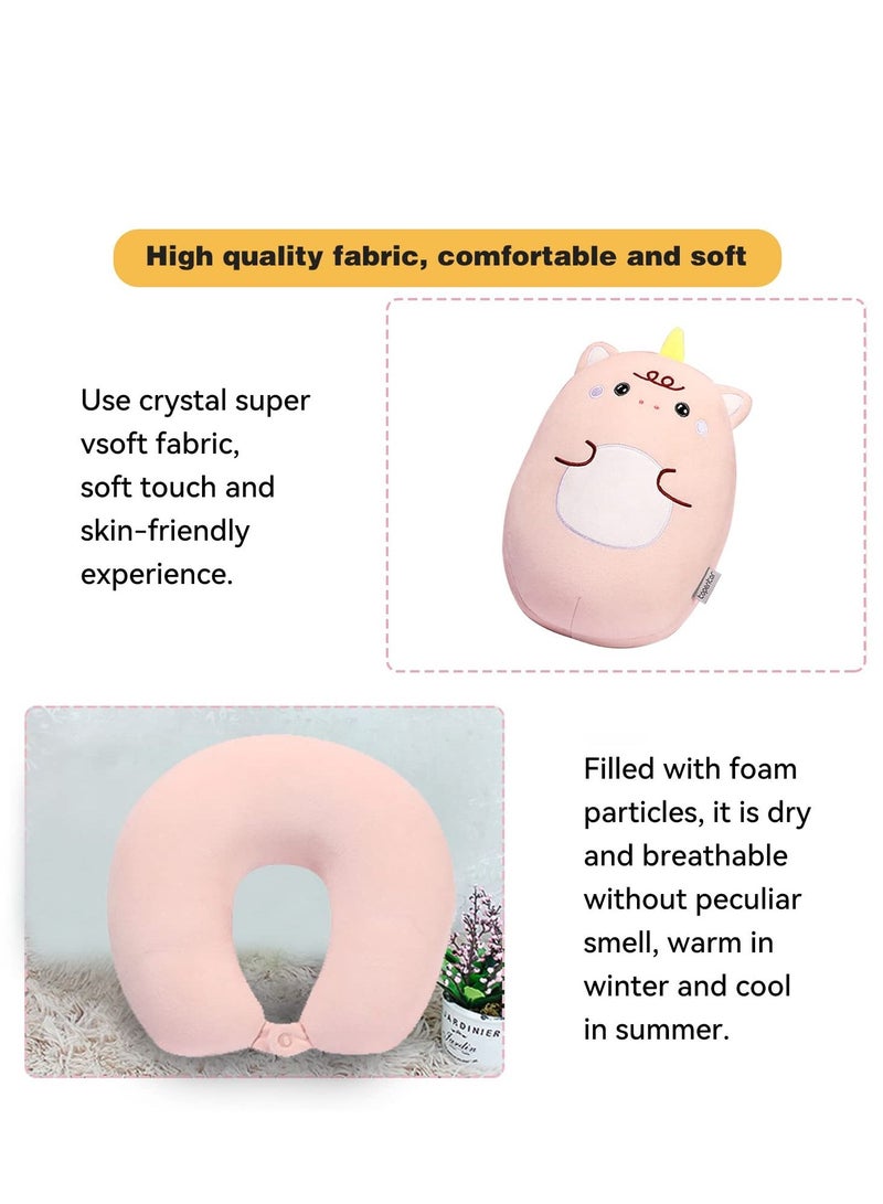 Excefore 2-in-1 Travel Pillow for Kids, Kids Unicorn Toddler Neck Pillow That Converts into a U-Shaped Neck Pillow, Soft and Adorable Unicorn Animals Plush, for Airplane, Car, Train, or Bus Trip - Image 4