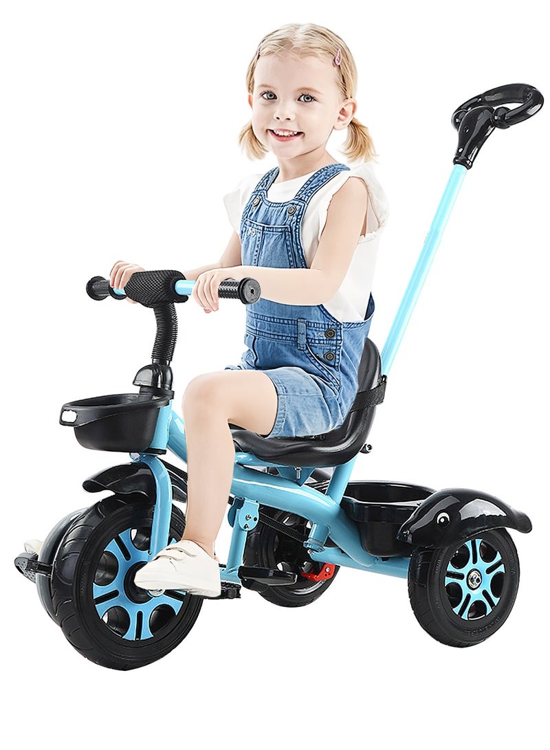 MaBaby Tricycles for Kids, with Storage Basket, Adjustable Seat and Parent Push Handle, Children Trike for 1-6 Years Boys and Girls, Balance Bike for Indoor Outdoor - Image 1