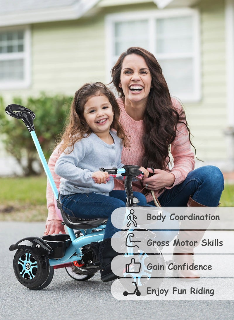 MaBaby Tricycles for Kids, with Storage Basket, Adjustable Seat and Parent Push Handle, Children Trike for 1-6 Years Boys and Girls, Balance Bike for Indoor Outdoor - Image 3