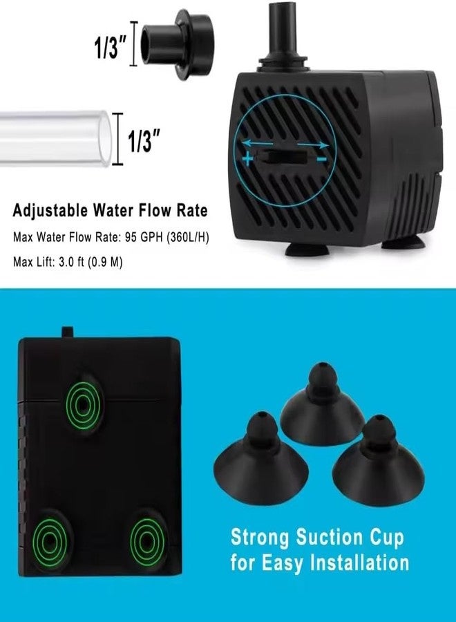 EatingBiting Aquarium Silent Submersible Pump 3W 110V Portable 1.5 INCH Mini Water Pump Silent Circulating Filter Water Pumping Fish Tank - Image 4