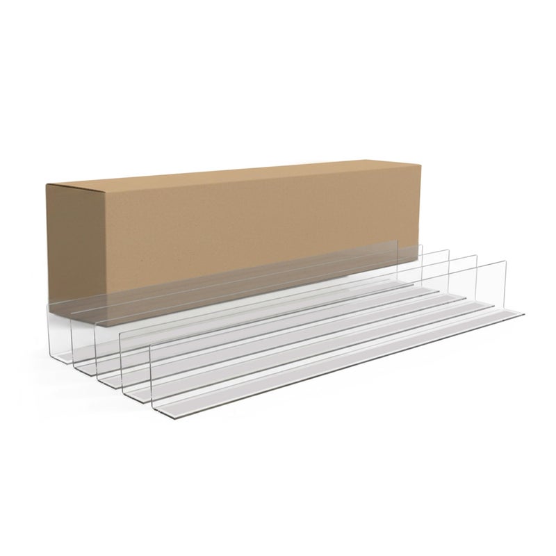 Clip Strip Shelf Dividers Pack of 50 for Retail Stores - Lightweight, Clear Adhesive Mount 1" H x 11-9/16" L Corp., 15 mil Crystal Clear PVC, Retail Shelf Separator, Item SD-1512 - Image 1