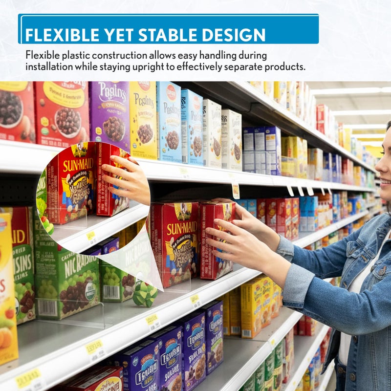 Clip Strip Shelf Dividers Pack of 50 for Retail Stores - Lightweight, Clear Adhesive Mount 1" H x 11-9/16" L Corp., 15 mil Crystal Clear PVC, Retail Shelf Separator, Item SD-1512 - Image 5