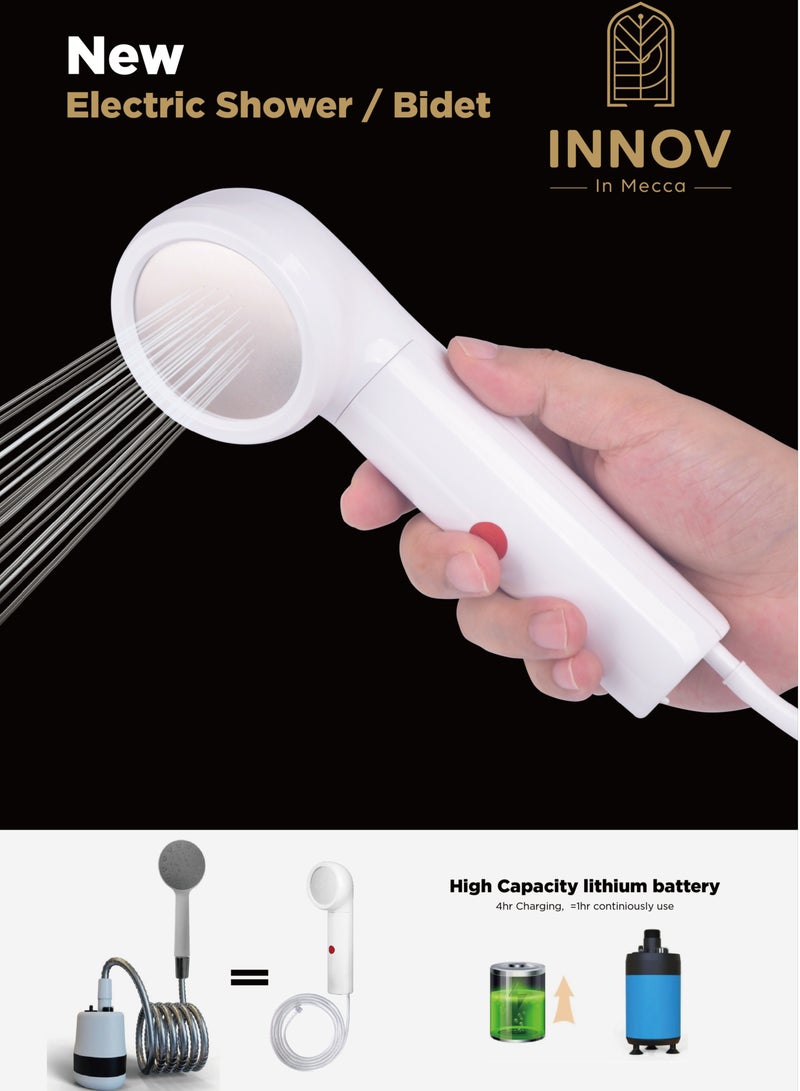 INNOV In Mecca Electric Shower (Portable bidet) with 2.5M Hose and 20L water bucket - Type-C Rechargeable - Perfect for both Outdoor camping, Desert Trips,  Business travel and Personal Hygiene at Home - Image 1