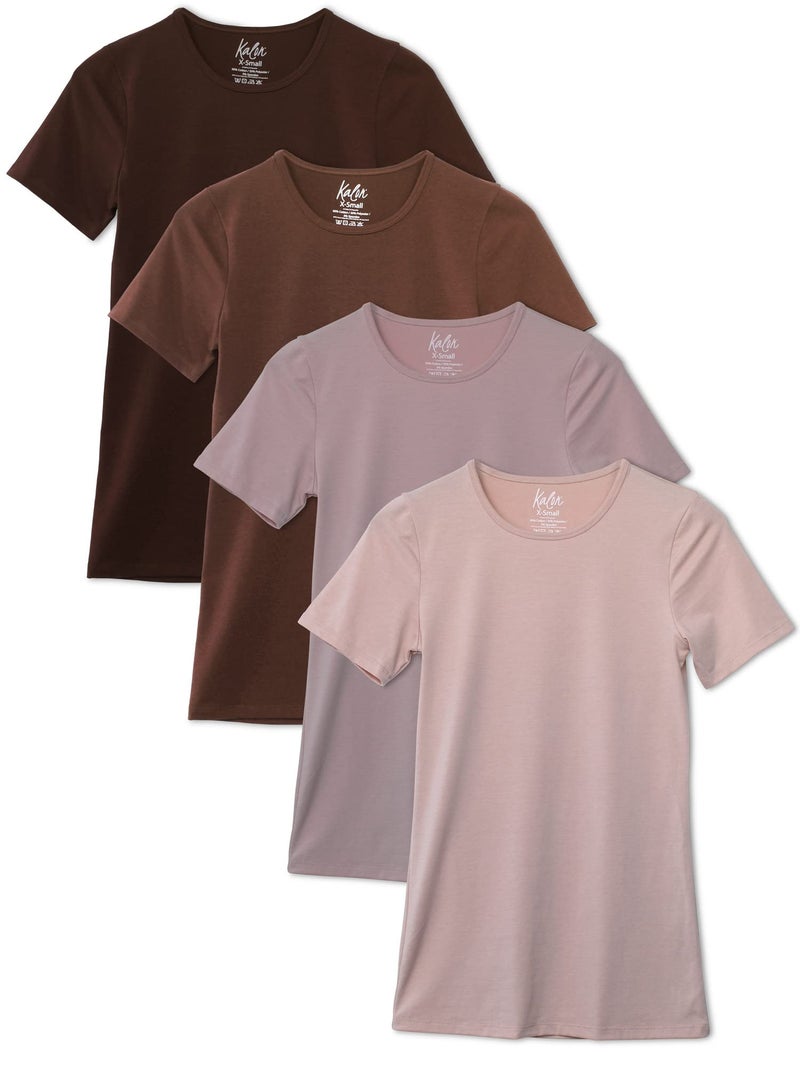 Kalon Womens 4Pack Crewneck TShirt Base Layer Medium Tonal