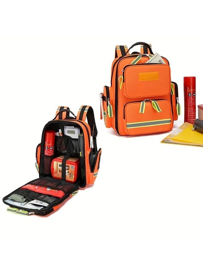 Orange Large Capacity Emergency Rescue First Aid Backpack for Outdoor Camping - Image 2