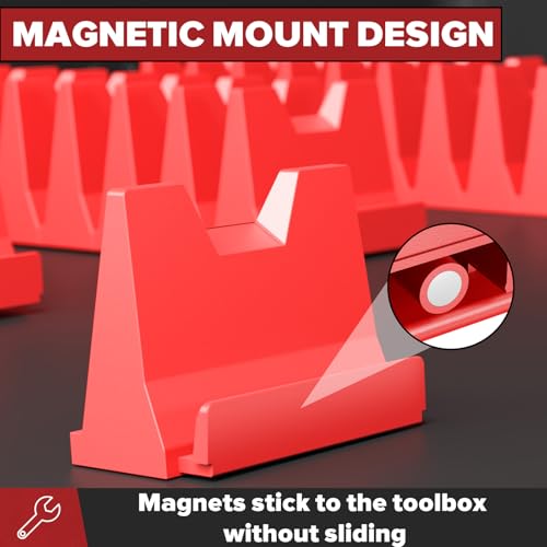 Matscover 40PCS Magnetic Wrench Organizer Holder Wrench Tool Organizers for Tool Drawer Storage Wrenchs Storage Set with Metric SAE Label Organization Tool Gift for Professional Mechanics Men Red - Image 3