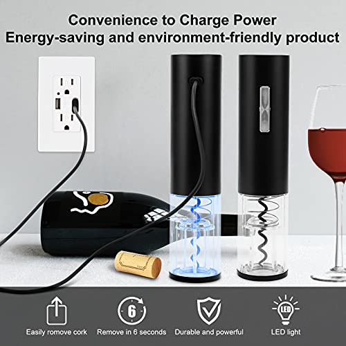 COKUNST Electric Wine Opener, Rechargeable Automatic Wine Corkscrew Bottle Opener With Foil Cutter, Type-C Charging Wine Openers With LED Light For Home Party Restaurant Wedding Gifts - Image 5