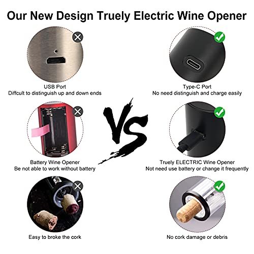 COKUNST Electric Wine Opener, Rechargeable Automatic Wine Corkscrew Bottle Opener With Foil Cutter, Type-C Charging Wine Openers With LED Light For Home Party Restaurant Wedding Gifts - Image 4