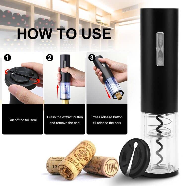 COKUNST Electric Wine Opener, Rechargeable Automatic Wine Corkscrew Bottle Opener With Foil Cutter, Type-C Charging Wine Openers With LED Light For Home Party Restaurant Wedding Gifts - Image 3