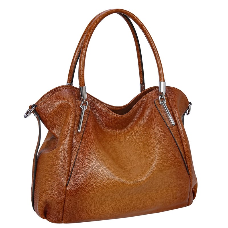 HESHE Genuine Soft Leather Purses for Women Shoulder Handbags Hobo Tote Bags Satchel Purses Crossbody Bags Pocket Travel Bags (Sorrel) - Image 1