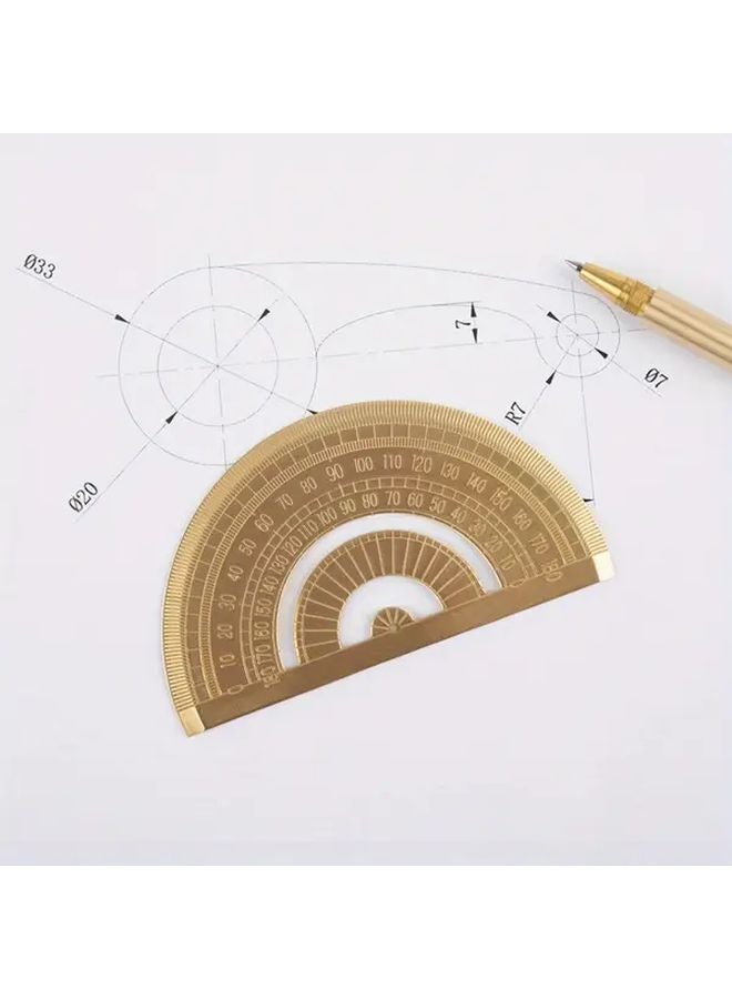 1pc Copper Geometric Protractor 360 Degree Angle Measurement Tool Durable Office School Supply - Image 1