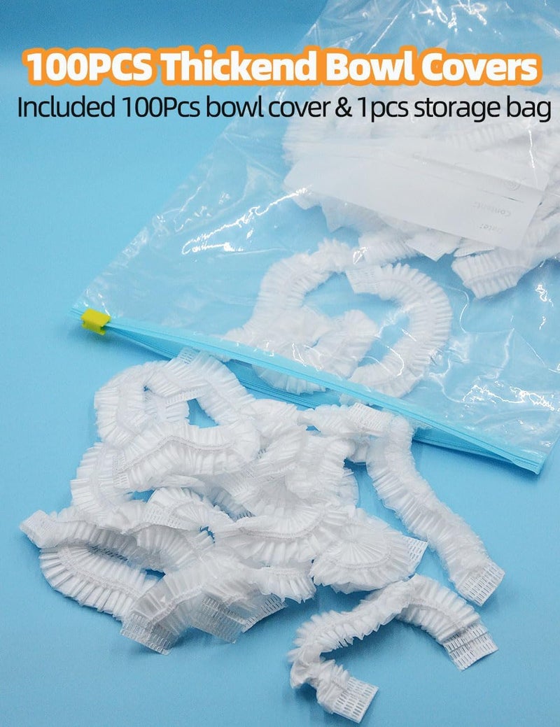 NEOWEMING Store 100Pcs Bowl Covers for Bread Proofing, Thickend Kitchen Bowl Dish Plate Cover, Sourdough Bread Baking Supplies, Shower Caps, Food Fruit Fresh Keeping Storage Accessories, BPA Free, Food Grade - Image 2