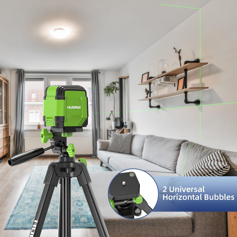 Huepar 60-Inch Lightweight Tripod Portable Adjustable Tripod for Laser Level with 3-Way Swivel Pan Head, 2 Bubble Levels, 1/4" and 5/8" Thread Mount for Varieties Tools, Only for Indoor Basic Work - Image 5