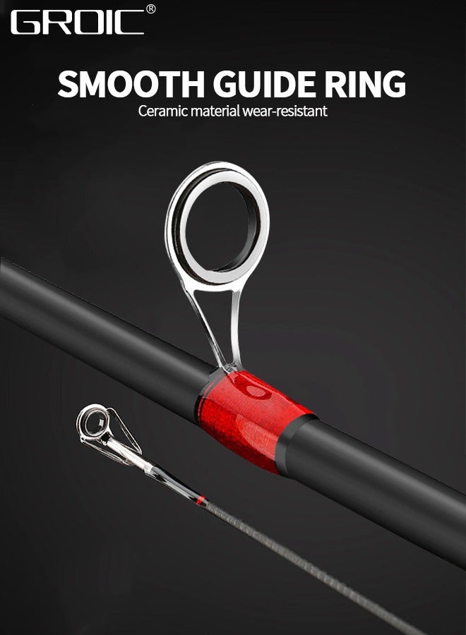 GROIC 2.4M Fishing Rod, Travel Spinning Rod with Solid Carbon Tip,SuperPolymer Handle Fishing Rod for Bass Fishing,Ultralight Spinning Fishing Rod - Image 4