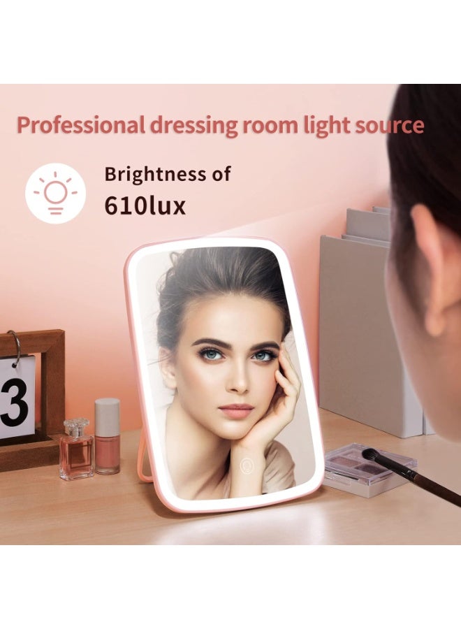 Illuminated makeup mirror with smart LED lights – with touch control button and adjustable stand, rechargeable - Image 5