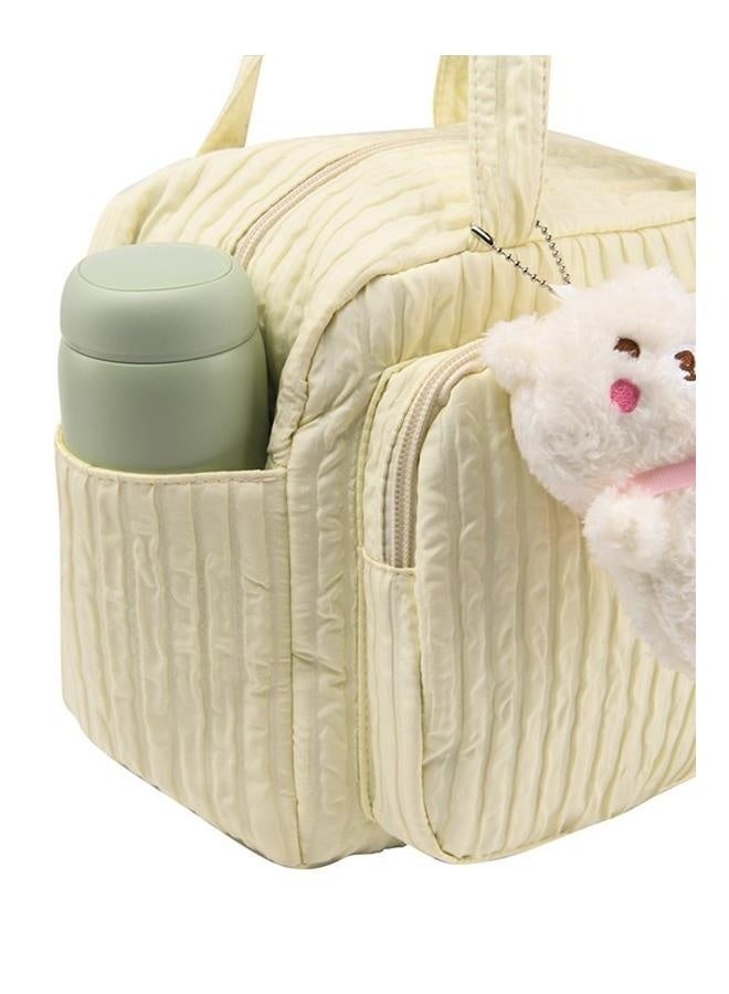 Baby Diaper Bag Tote, Cute Small Crossbody Nappy Mommy Bag, Lightweight Travel & Hospital Multifunction Storage Tote-yellow - Image 2