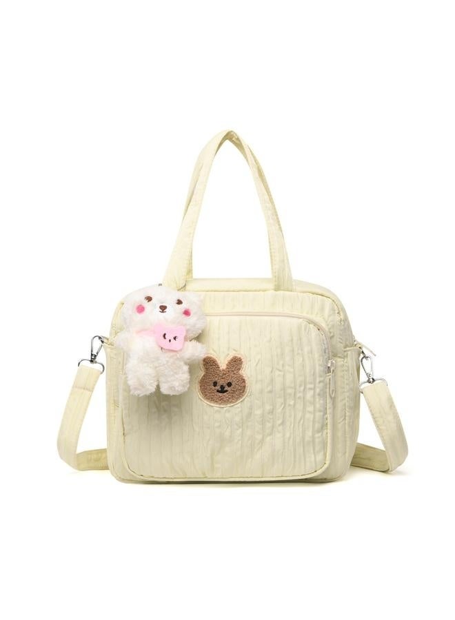 Baby Diaper Bag Tote, Cute Small Crossbody Nappy Mommy Bag, Lightweight Travel & Hospital Multifunction Storage Tote-yellow - Image 1