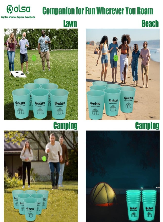 Olsa Giant Yard Pong Set, Toss Family Games for Beach Camping Lawn Backyard Party, Indoor Outdoor Party Games for Adults and Family(Green Glow in Dark) - Image 4