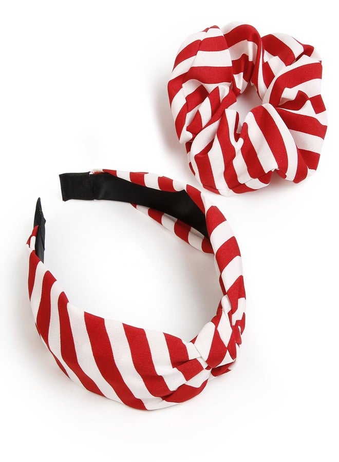 Huachi Christmas Headbands for Women Girls Christmas Headband & Hair Scrunchies Set, 2PCS Holiday Hairbands for Women Xmas Knotted Headbands Hair Ties - Image 4