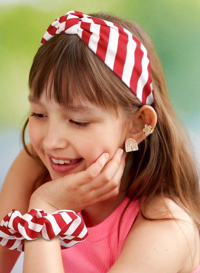 Huachi Christmas Headbands for Women Girls Christmas Headband & Hair Scrunchies Set, 2PCS Holiday Hairbands for Women Xmas Knotted Headbands Hair Ties - Image 5