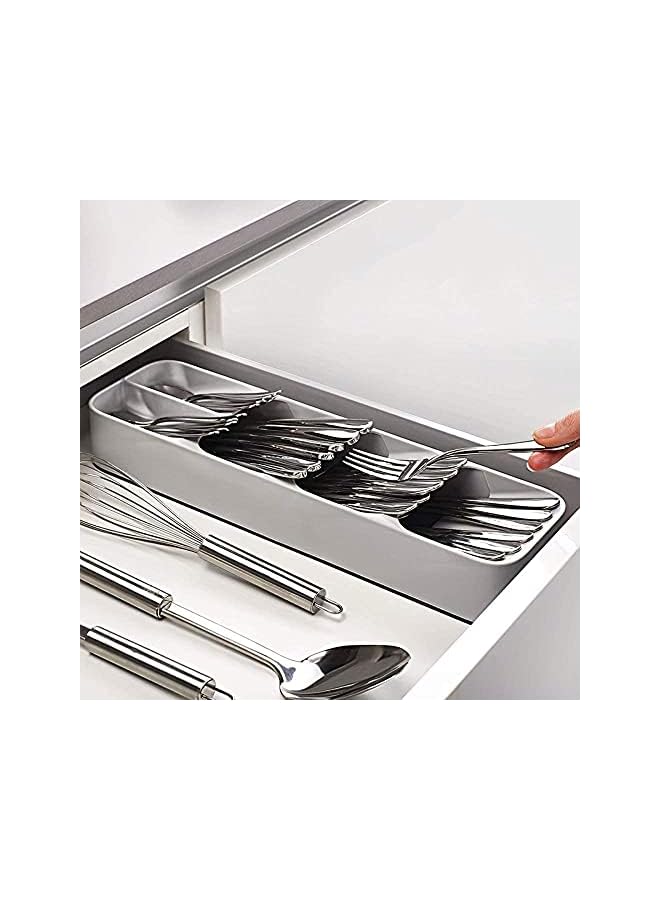 Zaboon Drawer Cutlery Organizer Tray Kitchen Storage Holder Rack For Cutlery Silverware Compact Cutlery Tray Spoon Cutlery Box (Grey) - Image 2