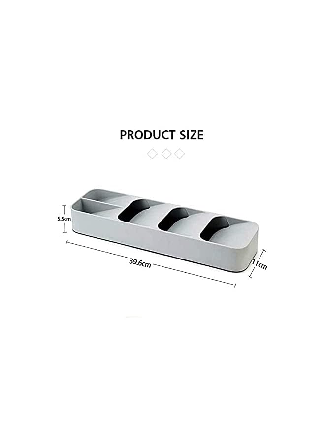 Zaboon Drawer Cutlery Organizer Tray Kitchen Storage Holder Rack For Cutlery Silverware Compact Cutlery Tray Spoon Cutlery Box (Grey) - Image 3