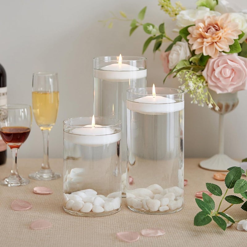 Grcdoyvl Set of 24， 3-inch Floating Candles, White Smoke-Free and odorless, Burning continuously for 8-9 Hours, Suitable for Valentine's Day, Weddings, Holidays, Home Decoration - Image 5