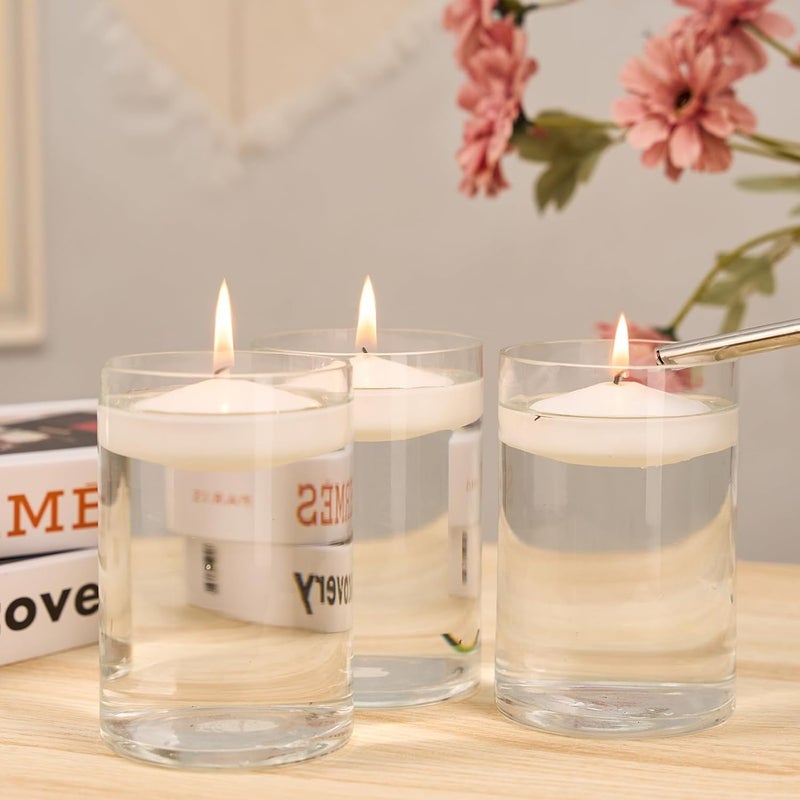 Grcdoyvl Set of 24， 3-inch Floating Candles, White Smoke-Free and odorless, Burning continuously for 8-9 Hours, Suitable for Valentine's Day, Weddings, Holidays, Home Decoration - Image 4