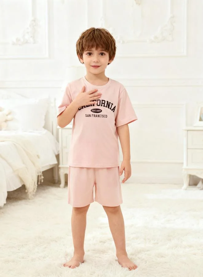 Take Two  Boys Beige California Print T-Shirt And Shorts Pyjama Set for Men | Best Price UAE