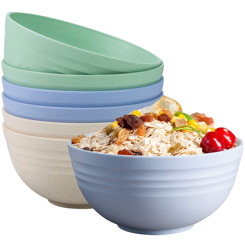 Orrdiffi Set of 6 Cereal Bowl24 OZ Plastic Soup BowlsDishwasher  Microwave Safe NonToxin BPA Free and Healthy for Kids Adult Perfect for PartyBreakfasts NoodlesPasta Salads Soups