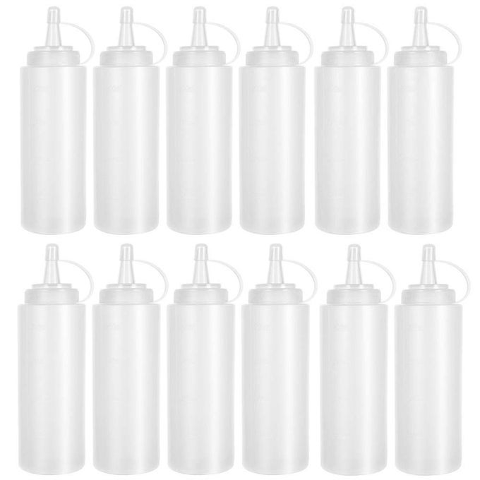 12 PACK 8 OZ PLASTIC SQUEEZE BOTTLES MULTIPURPOSE SQUIRT BOTTLES FOR KETCHUPCONDIMENTSBBQ SAUCEDRESSINGBARBECUEGRILLINGCRAFTSSYRUP AND MORE