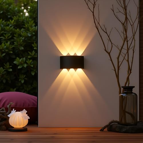 PIXORA Waterproof Up Down Led Wall Lamp, Aluminium IP65 Body 6 Ray, Warm White, Indoor/Outdoor Decorative Wall Sconce Light, 2 Years Warranty (6 ray Warm) - Image 3