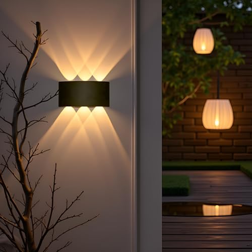 PIXORA Waterproof Up Down Led Wall Lamp, Aluminium IP65 Body 6 Ray, Warm White, Indoor/Outdoor Decorative Wall Sconce Light, 2 Years Warranty (6 ray Warm) - Image 5
