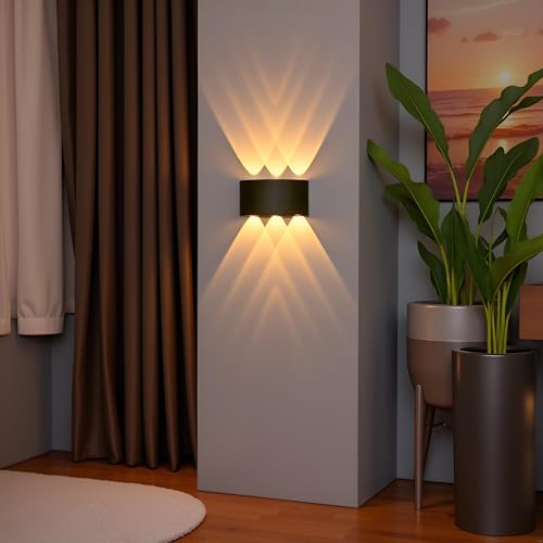 PIXORA Waterproof Up Down Led Wall Lamp, Aluminium IP65 Body 6 Ray, Warm White, Indoor/Outdoor Decorative Wall Sconce Light, 2 Years Warranty (6 ray Warm) - Image 2