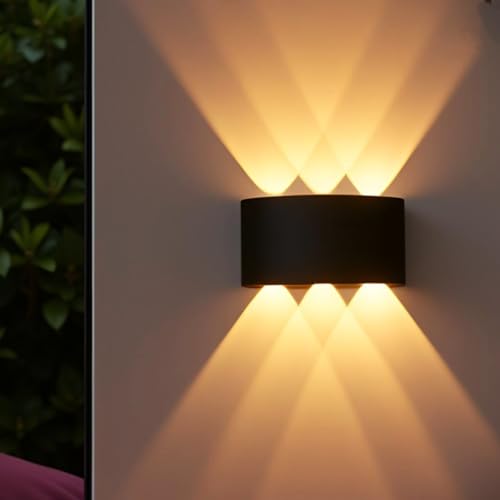 PIXORA Waterproof Up Down Led Wall Lamp, Aluminium IP65 Body 6 Ray, Warm White, Indoor/Outdoor Decorative Wall Sconce Light, 2 Years Warranty (6 ray Warm) - Image 1