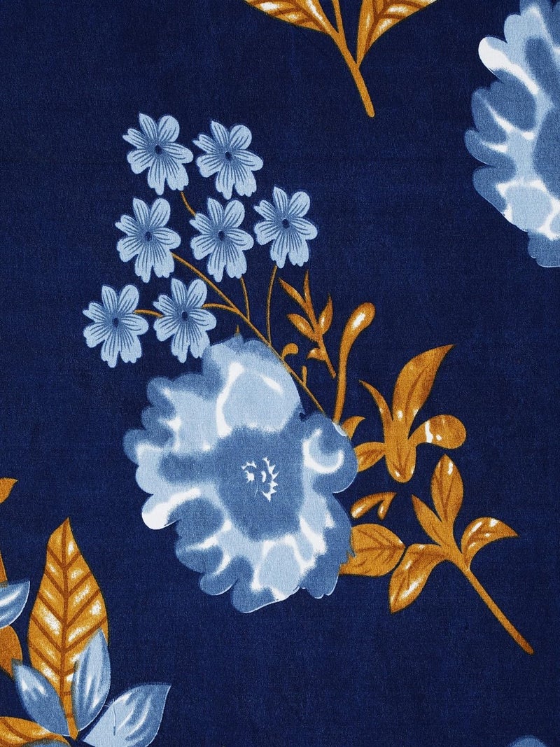 Fashion String 144TC Floral Lush Dark Blue Double Bedsheet with 2 Pillow Covers - Image 4