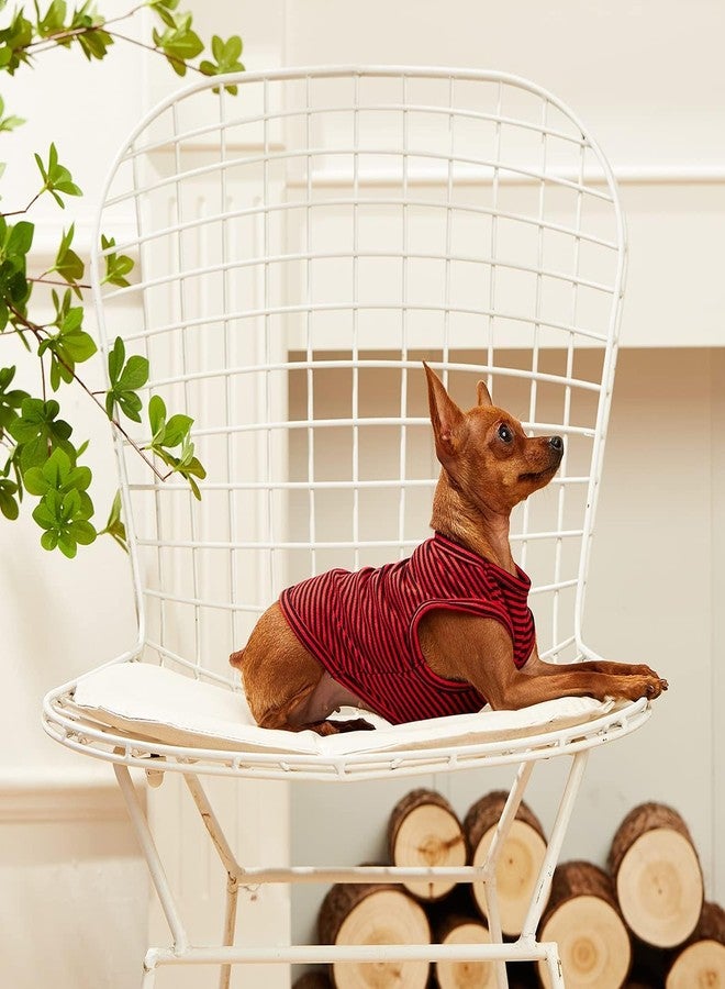 WEONE Dog Summer T-Shirts Striped Cotton Vest,Pet Breathable Soft Basic Clothes for Small Medium Larg Boy Girl Dogs,S - Image 5