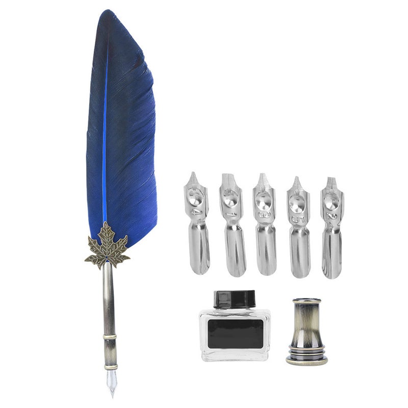Quill Pen: Feather & Stainless Steel Construction - Wear-Resistant Smooth Nib Calligraphy Pen for Vintage Writing, Calligraphy Practice, Holiday Gifting & Artistic Drawing - Image 5
