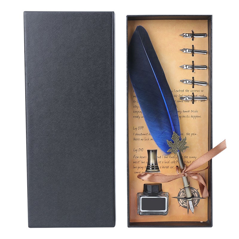 Quill Pen: Feather & Stainless Steel Construction - Wear-Resistant Smooth Nib Calligraphy Pen for Vintage Writing, Calligraphy Practice, Holiday Gifting & Artistic Drawing - Image 1